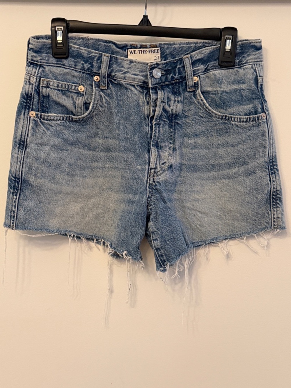 We The Free Faded Light Blue Denim Cutoff Shorts